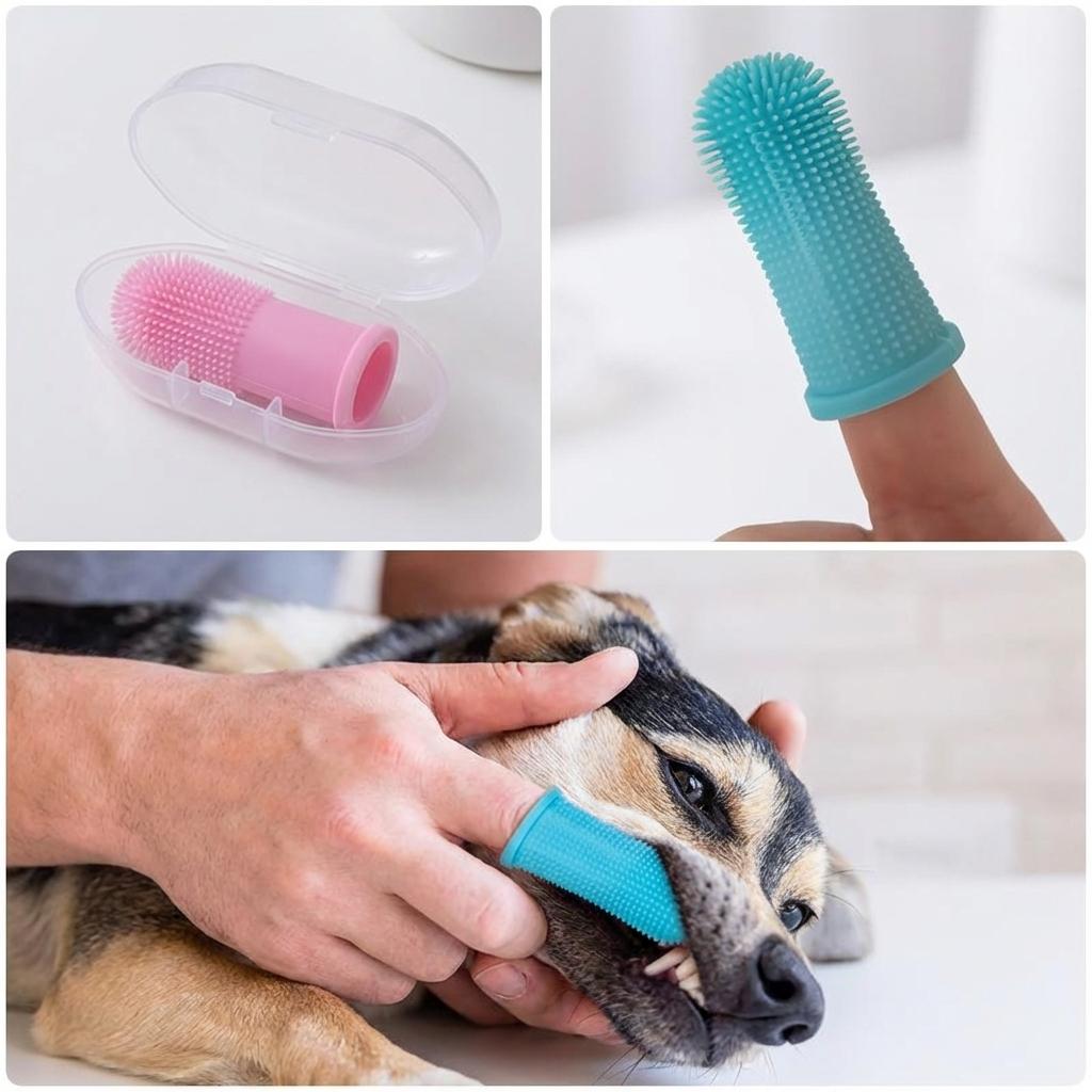 Soft Silicone Pet Finger Toothbrush with Storage Case - Gentle Dental Care for Dogs & Cats