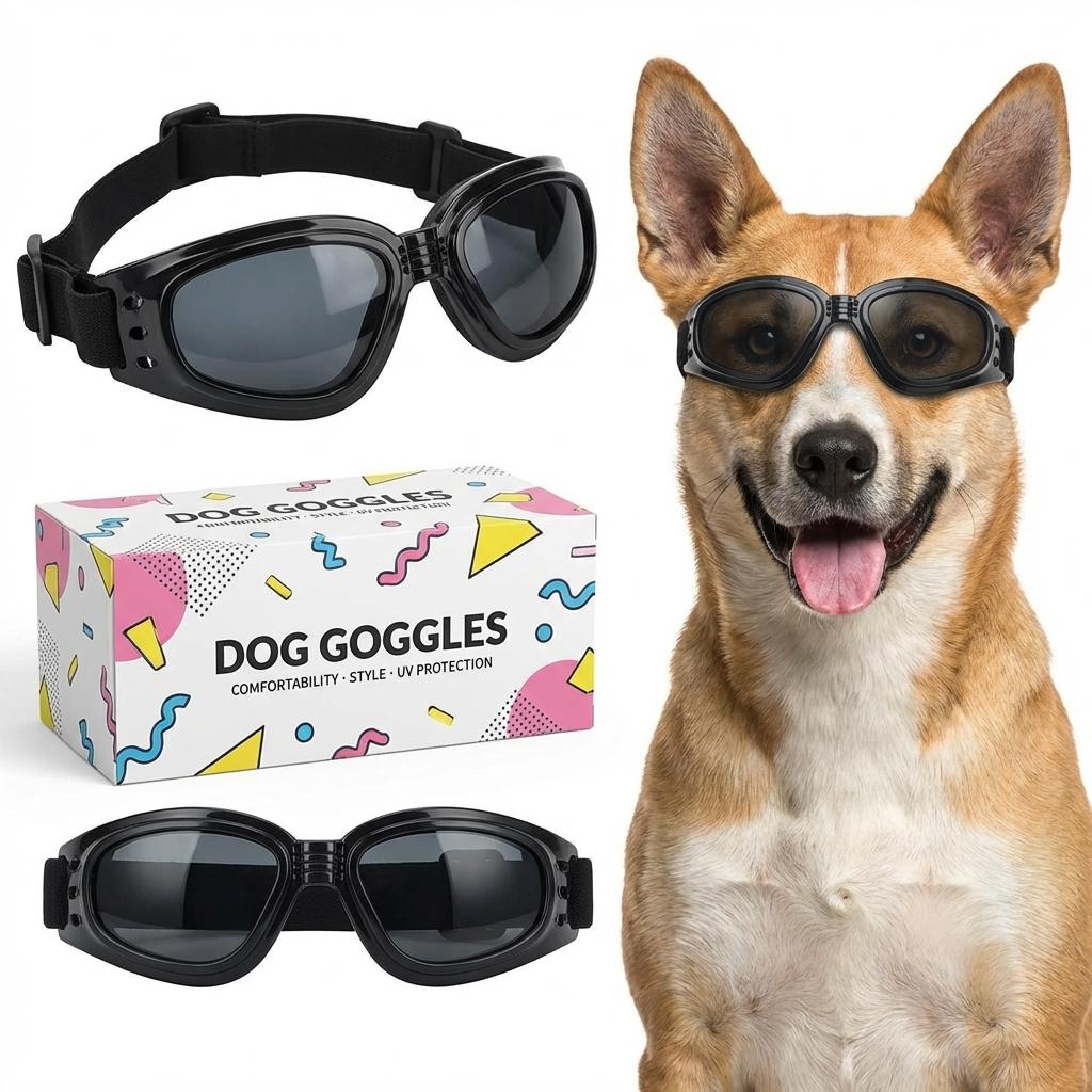 Premium UV Protection Dog Goggles - Comfortable & Stylish Eye Protection for Pets
